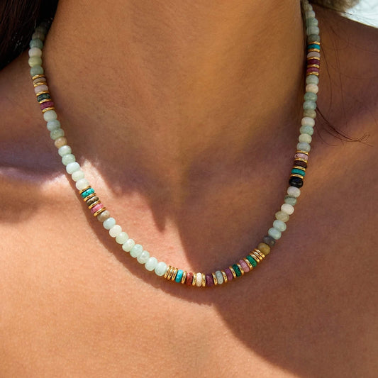 Bohemian Natural Stone Beaded Choker Necklace
