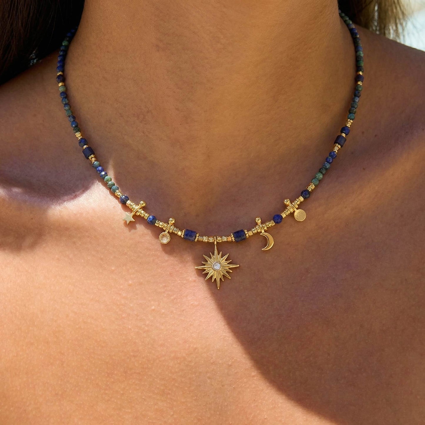 Lapis Lazuli Beaded Choker Necklace