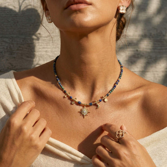 Lapis Lazuli Beaded Choker Necklace