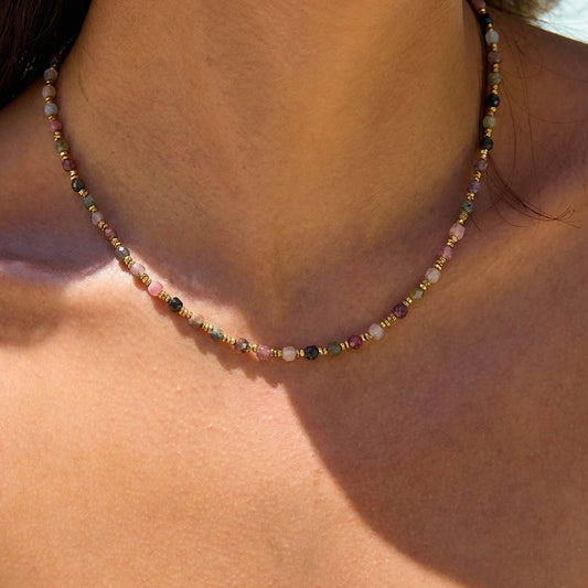 Summer Retro Natural Stone Beaded Choker Necklace