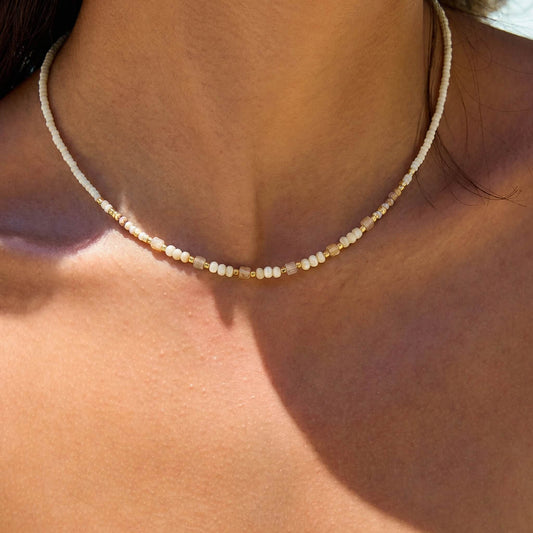 Summer Natural Stone Beaded Choker Necklace