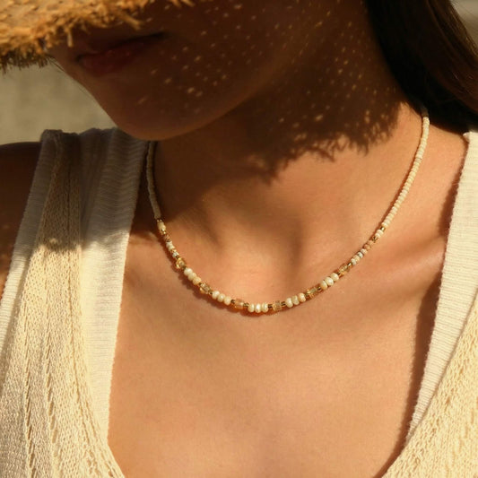 Summer Natural Stone Beaded Choker Necklace