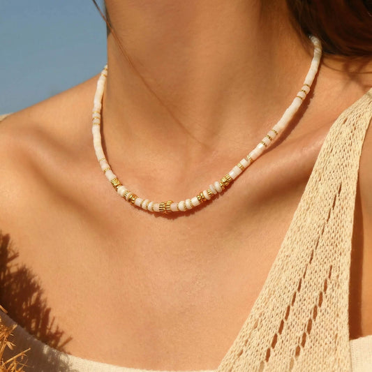 Summer Shell Beaded Choker Necklace