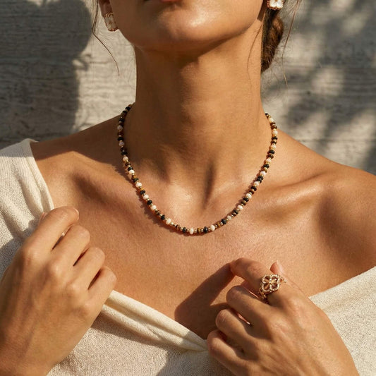Natural Tiger's Eye Beaded Choker Necklace