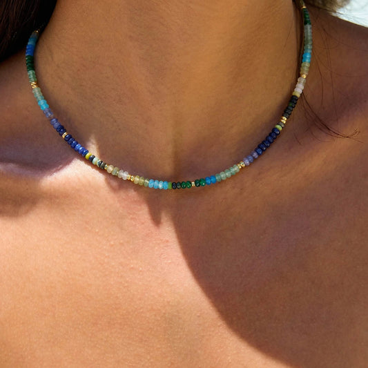 ‌Summer Multicolor Natural Stone Beaded Choker Necklace