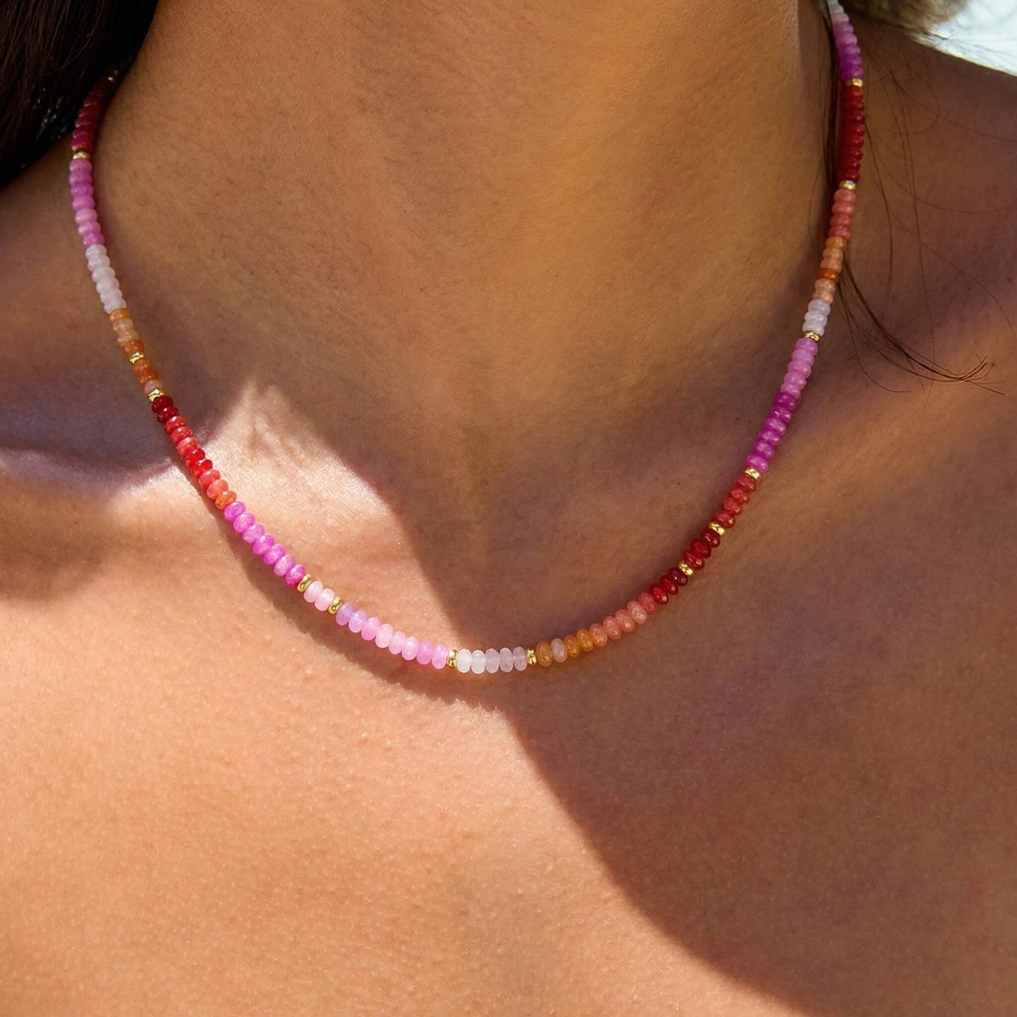 Summer Boho Gradient Natural Stone Choker Necklace