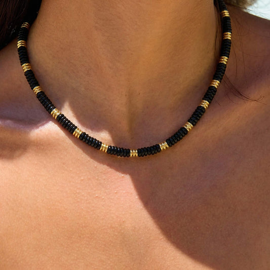 Handcrafted Natural Obsidian Beaded Choker Necklace