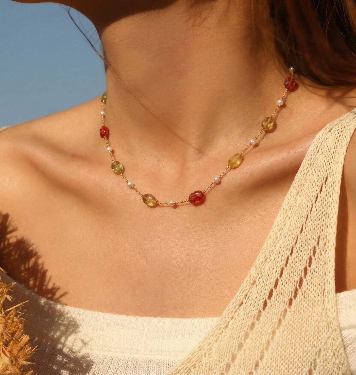 Natural Stone Beaded Necklace