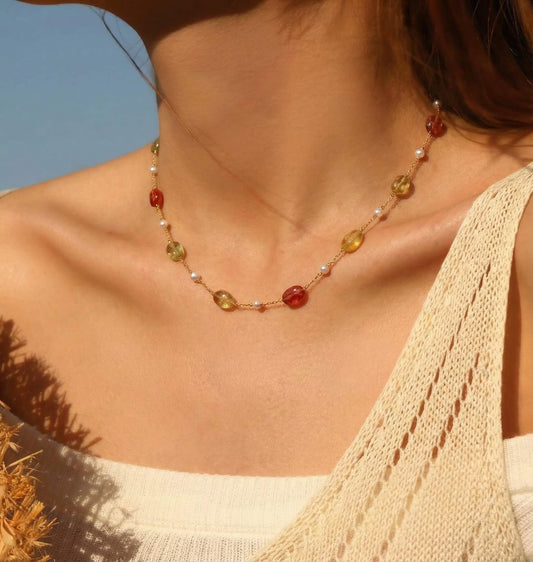 Natural Stone Beaded Necklace