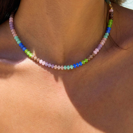 Multicolor Natural Stone Beaded Choker Necklace