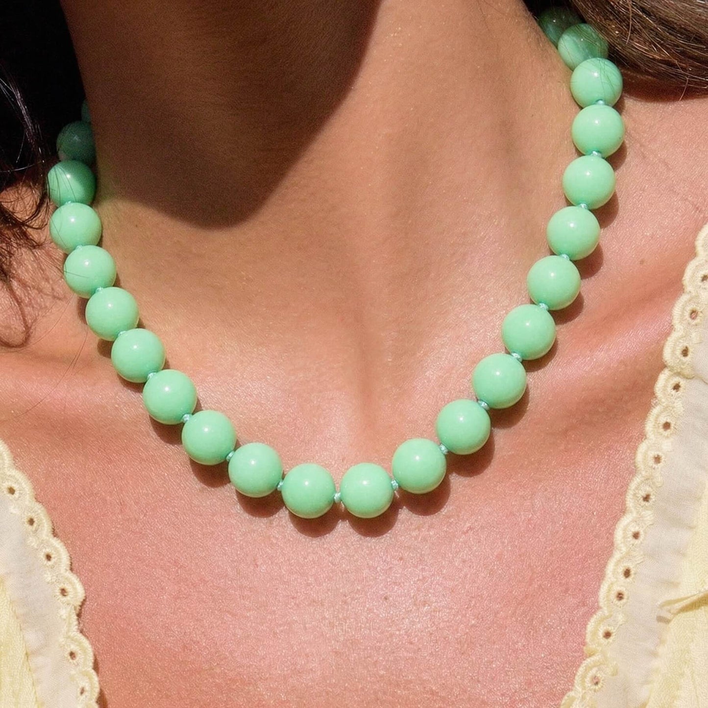 Chic Mint Green Acrylic Bead choker Necklace - Minimalist Summer Style