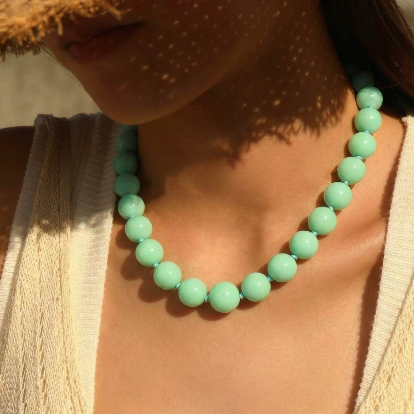 Chic Mint Green Acrylic Bead choker Necklace - Minimalist Summer Style