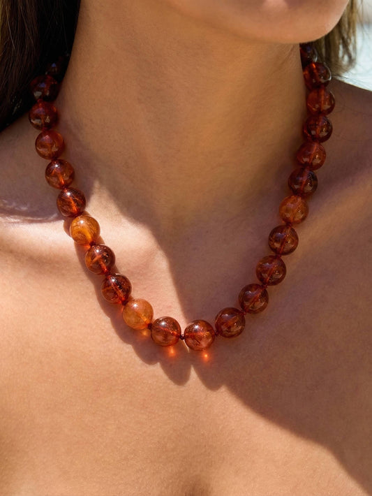 Chic Bohemian Acrylic Amber Cloudy Bead Choker Necklace