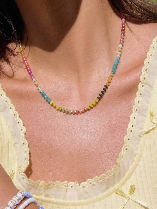 Summer Multicolor Natural Stone Beaded Necklace