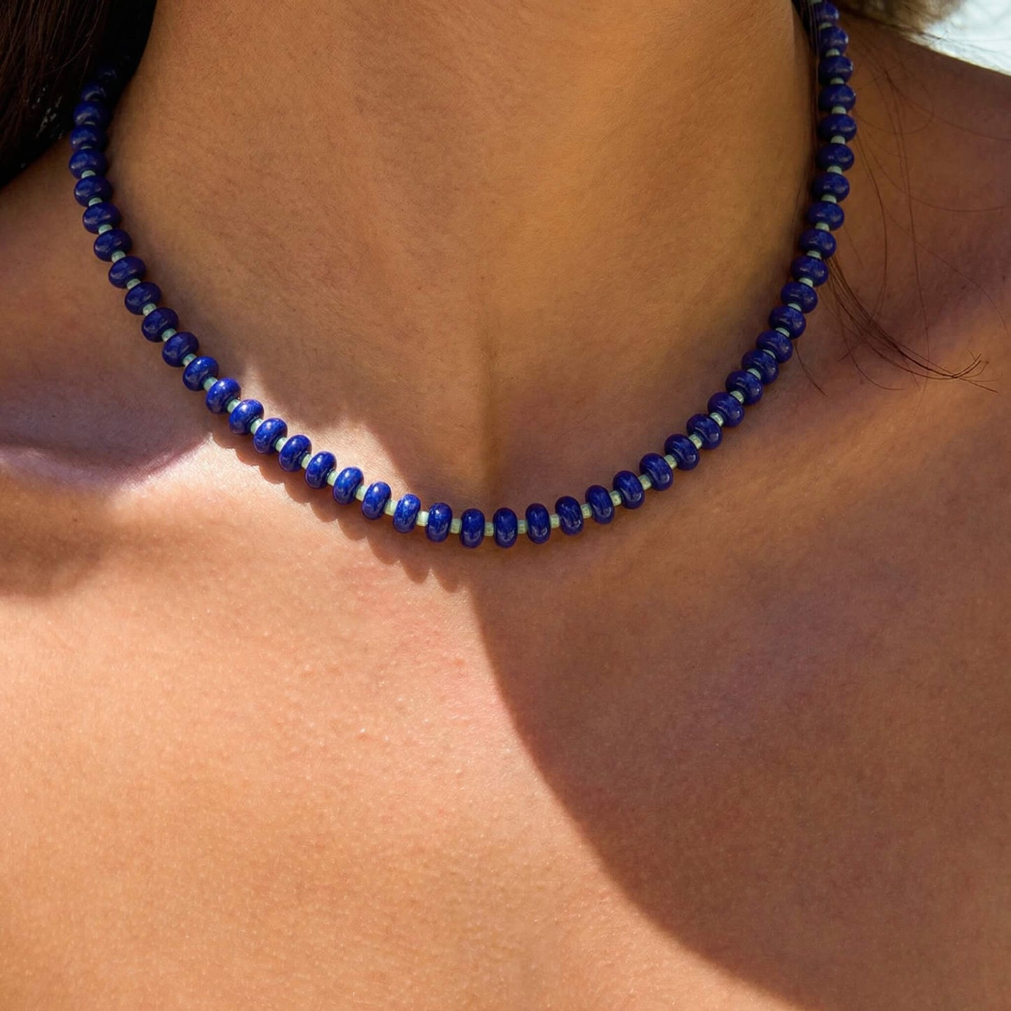 Deep Blue Agate Beaded Choker
