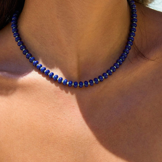 Deep Blue Agate Beaded Choker
