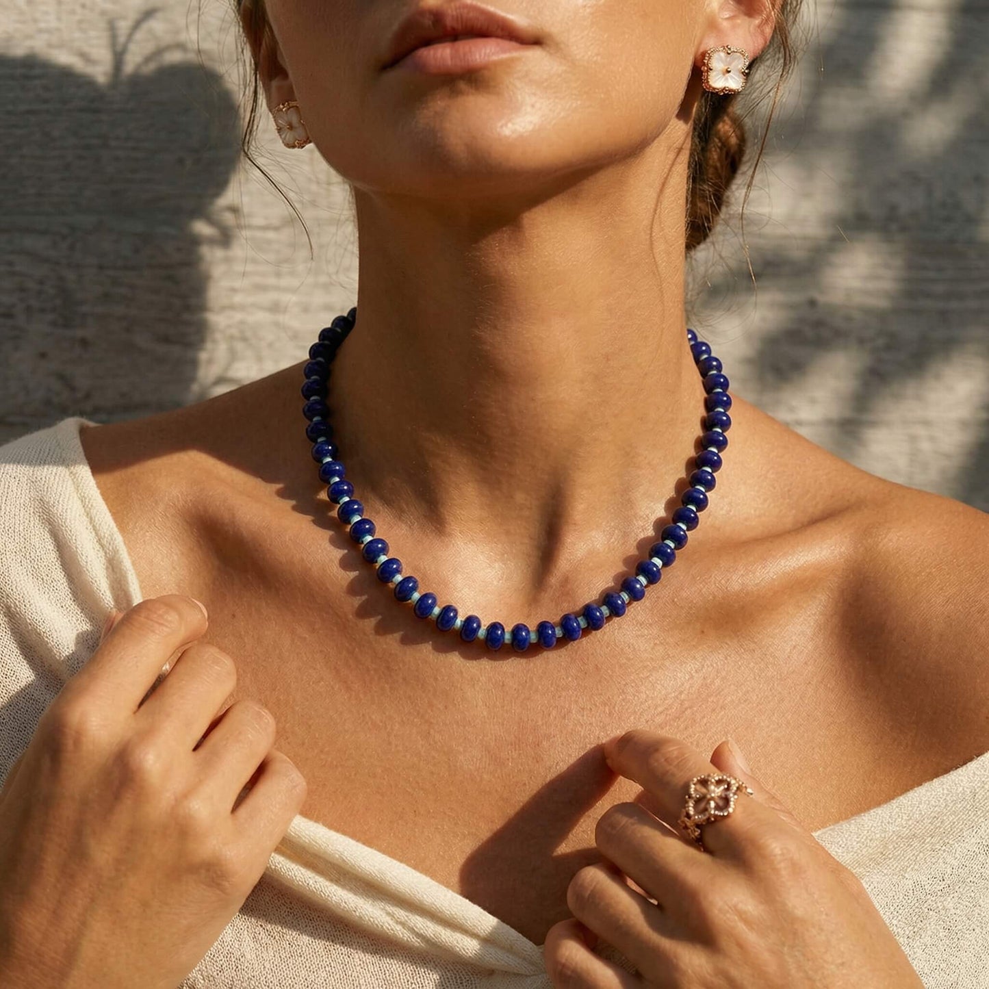 Deep Blue Agate Beaded Choker
