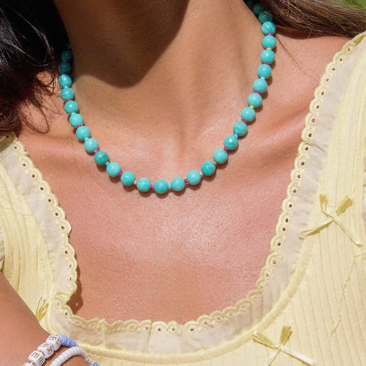 Summer Natural Stone Beaded Choker Necklace