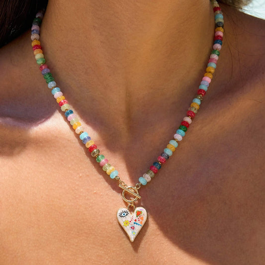 Vibrant Multicolor Glass Beaded Choker Necklace